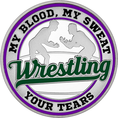 Dark Green "Wrestling" with Purple Outer Circular Borders